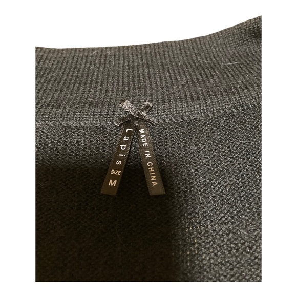 Lapis Angora & wool blend sweater dress with black & silver waterfall sequins. - Picture 6 of 7